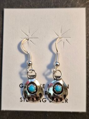 Sterling Silver Bear Paw Earrings with Turquoise Accents